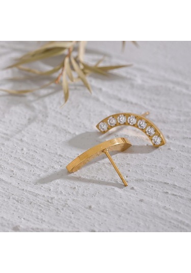 Altın Eetit Narin Parlak Kübik Zirkonya Paslanmaz Çelik Moda Saplama Küpe Minimalist 18k Pvd Kaplama Unisex Takı Erkek Kadın