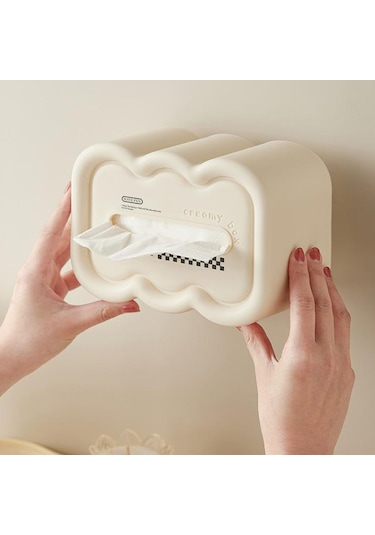 Geeroyoo Krem Bulut Şekilli Multifonksiyonel Tüpak Kutusu, Modern Akıllı Ev Dekoru, Oturma Odası Masaüstü Organizer, Dayanıklı Pp Malzeme