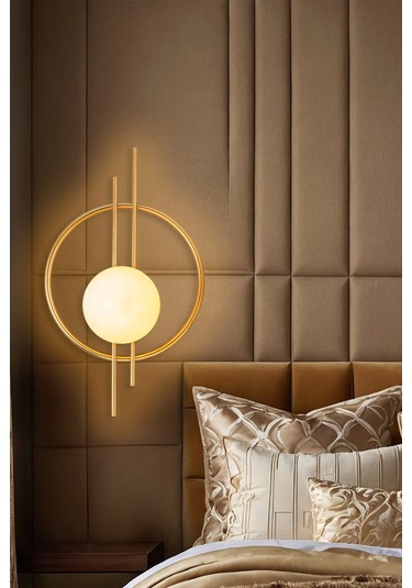 Glop Camlı Modern Ampüllü Aplik Gold Çok Renkli