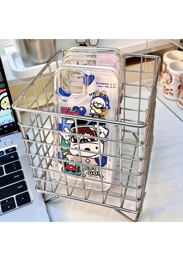 Çağdaş Masa Düzenleme Saklama Sepeti - Ofis Saklama Kutusu, Gümüş