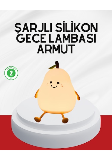 Usb Şarjlı Armut Gece Lambası Dokunmatik Renk Değişimli
