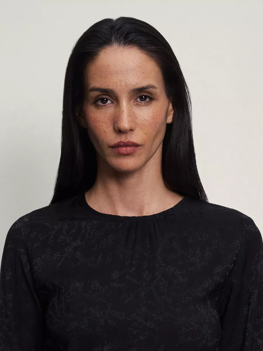 Zarına Bel Kemerli Baskılı Kısa Elbise 200754175 Siyah