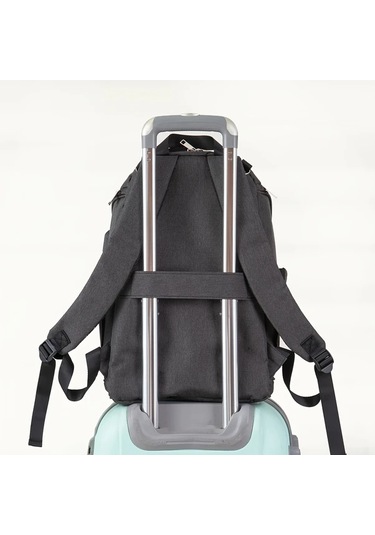 Wangxi Koyu Gri Yuksek Kaliteli Malzeme Cift Omuzlu Buyuk Kapasiteli Cok Fonksiyonlu Anne Cantasi Bebek Bezi Cantasi Koyu Gri