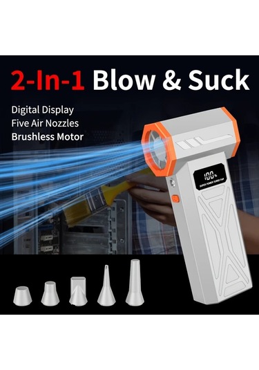 Fochsia Aicevoos Şarj Edilebilir Yüksek Hız Turbo Jet Fan Vakum Aksesuarlı Gri Toz Kar Temizleme Bilgisayar Araç Kamp