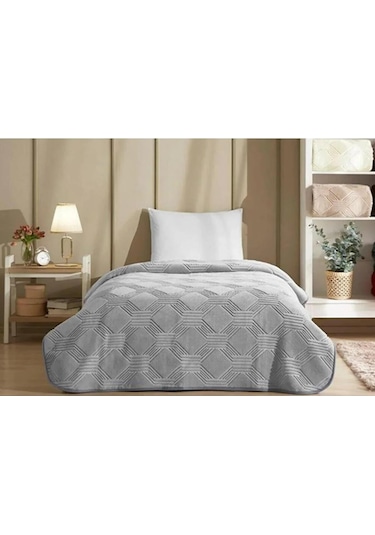 Özdilek Tek Kişilik Trendy Art Deco Battaniye Koyu Gri