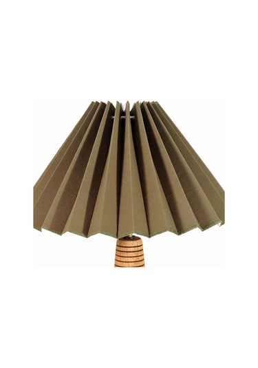 El Yapımı Ahşap Pileli Masa Lambası Abajur Haki Yükseklik 66 Yeşil