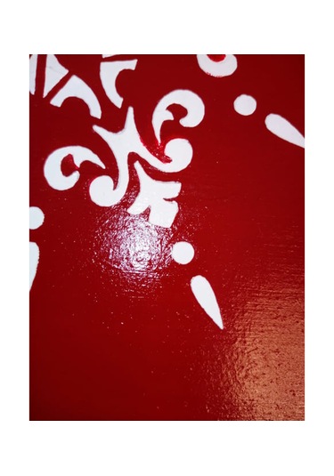 Yeni Yıl Tepsisi Ahşap Dekoratif Kare Kahve, Çay, Söz, Nişan, Sunum , Servis Tepsisi Kırmızı