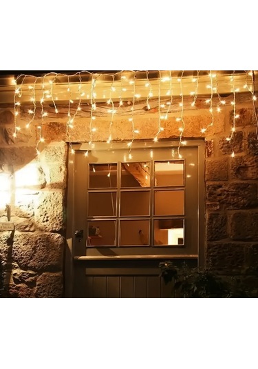 Dış Mekan Eklenebilir 2 Mt Saçak 144 Led 3000k Günışığı Beyaz Çakarlı Yılbaşı Ledi