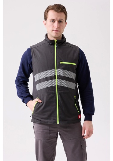 Salix İş Ve Outdoor Yelek - Çift Taraflı , Hafif, Fonksiyonel Cepli Füme