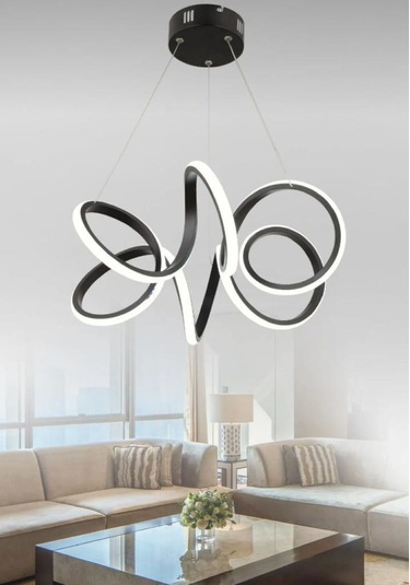 Sarkıt Modern Led Avize Siyah Kasa Beyaz Işık Siyah