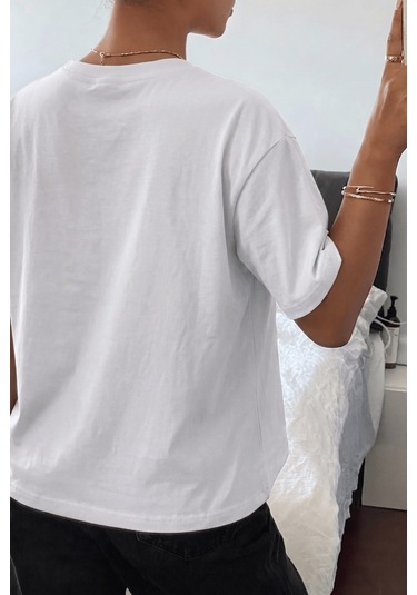 Genıus Store Kadın Tişört Gri Bisiklet Yaka Basic Tişört %100 Pamuk Rahat Kalıp T-shirt Basıc-kadın Beyaz Genıus Store Kadın Tişört Gri Bisiklet Yaka Basic Tişört %100 Pamuk Rahat Kalıp T-shirt Basıc-kadın Beyaz