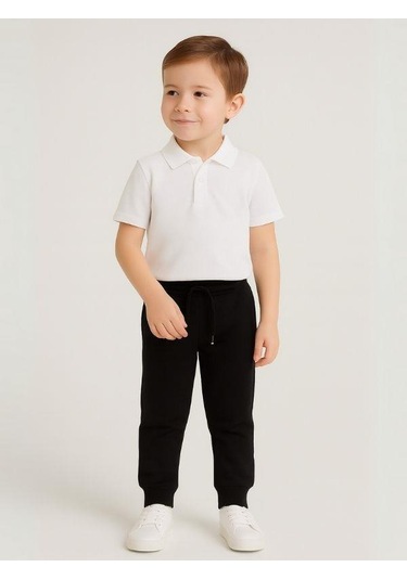 Çocuk Beli Paçası Lastikli Yumuşak Dokulu Okul Eşofman Altı-16088 Siyah