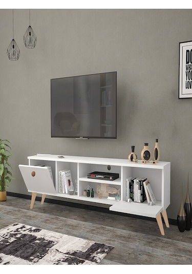 Mbes Mobilya Esin Beyaz 160 Cm Tv Ünitesi (Stoktan Hızlı Kargo)
