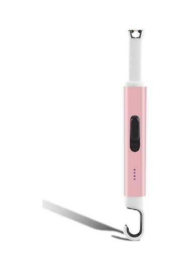 Konesam Gül Altınlı Usb Şarjlı Elektrikli Çakmak, Elektrikli İldırım Ateşleyici, Pil Göstergeli, Rüzgarlı Ortamlarda Kullanıma Uygun, Mangal Ve Mum Ateşleyici Çok Renkli