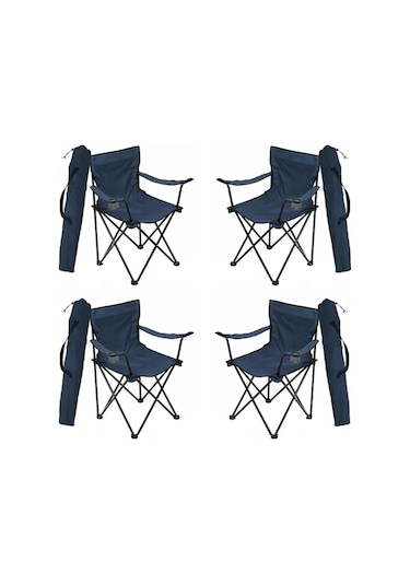 Bofigo 4 Adet Kamp Sandalyesi Katlanır Sandalye Bahçe Koltuğu Piknik Plaj Balkon Sandalyesi Mavi