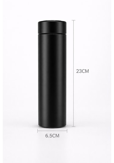 Siyah Dijital Isı Göstergeli Termos 500 Ml - Akıllı Paslanmaz Çelik Dereceli Termos Mat Siyah