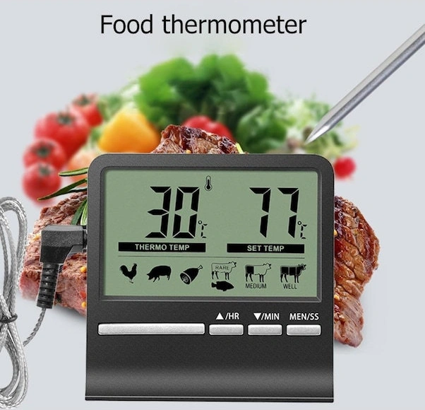 Xiyyadms Siyah Mutfak Yemek Sıcaklık Ölçer - Barbekü, Fırın Ve Pişirme İçin Gıda Termometresi