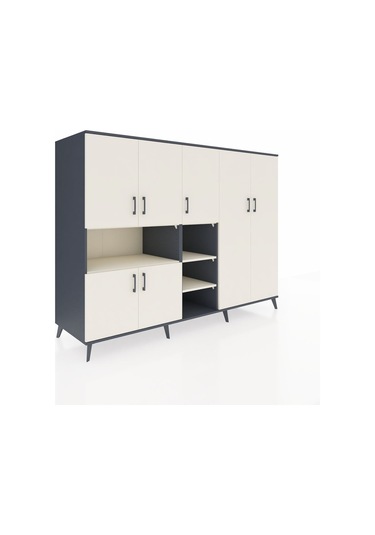 Kronos Dolap 13 Raflı 7 Kapaklı 220x59x163 Antrasit-aytaşı Antrasit-aytaşı