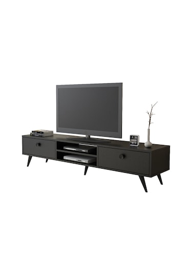 Robinhome Robin Home Arya Tv Ünitesi Ahşap Ayak, 2Çekmece, Siyah Ar5-332