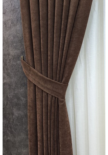 Mosso Fon Perde Düz Renk Kahverengi