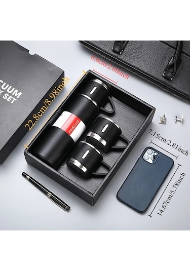 Trendooze Gaojunshop01 500ml Termos İzgara Tutucu 3'lü Kupa Takımı Yeşil Yeşil