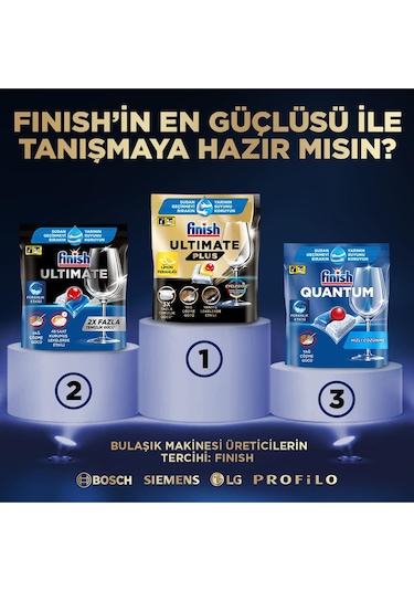 Finish Ultimate Plus Hepsi Bir Arada Limon Ferahlığı Bulaşık Makinesi Deterjanı 105 Tablet