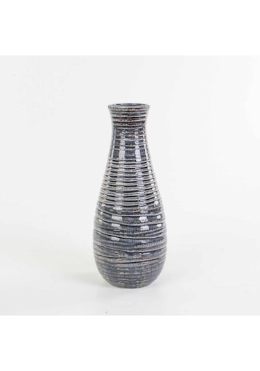 Euro Flora Çizgili Seramik Vazo 15x39 Cm
