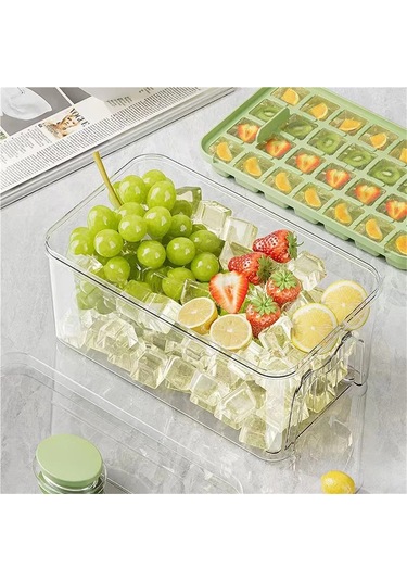 Jialan Pres Tipi Buz Küpü Tepsi Saklama Kutusu İle Buz Küpü Yeşil