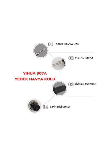 Yihua 907a 50w Yedek Kalem Havya Kolu 5 Pin Dişi Soket
