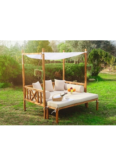 Mandu Exclusive Ahşap Bahçe Yatağı (Daybed) Bej