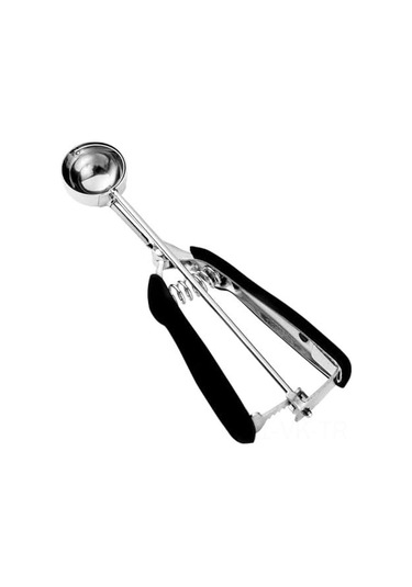 Vkemall 304 Paslanmaz Çelik Dondurma Kaşığı - Kurabiye Ve Meyve Kullanıma Uygun Toplama Spoon Siyah