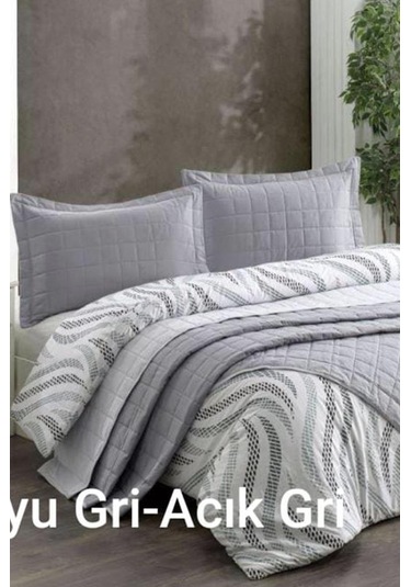 Kristal Casual 7 Parça Çift Taraflı Gelin Seti Koyu Gri - Açık Gri Gri