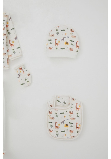 Breeze Erkek Bebek Hastane Çıkışı 5 Li Bebek Hayvanat Bahçesi 0-3 Ay, Ekru Ekru