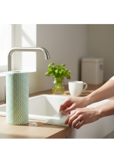 Technow Softtex 33 Yaprak Kopar Kullan Rulo Hassas Temizlik Bezi 27x30cm 5'li Yeşil