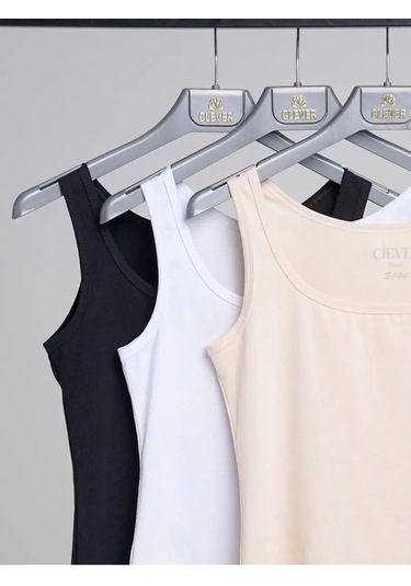 Clever Wear Pamuklu Geniş Askılı Atlet 74620854 Açık Bej