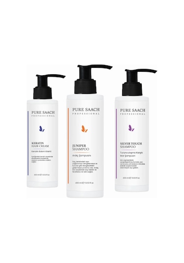 Pure Saach Professional Protein Complex + Silver Şampuan + Keratin Saç Kremi 3 x 400 ML
