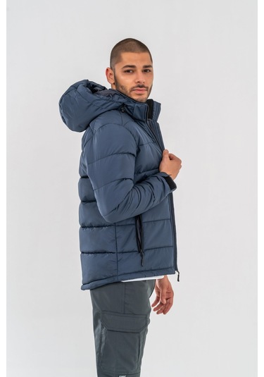 Tactical Şişme Mont Suya Dayanıklı Rüzgâr Geçirmez Dik Yaka Kapüşonlu Mont - 312-763-lacivert Lacivert