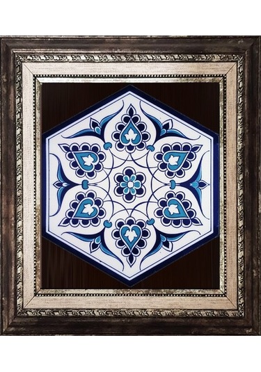 Armada Çini 21X23 Cm Al 4 Iznik Desenli Altıgen Çini Pano