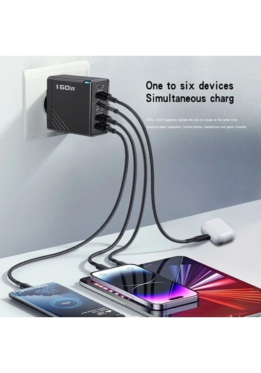 160w Çok Bağlantı Noktalı Usb Şarj Aleti Hızlı Şarj Tipi C Telefon Şarj Uk White 1 Adeat