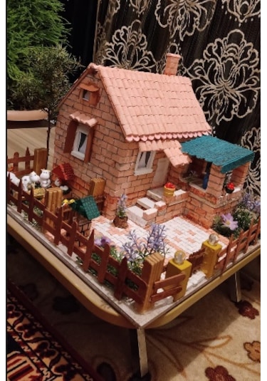 Minyatür Hane Minyatür İnşaat Seti 1000 Tuğla 250 Kremit 500 Parke Taşı Metal Spatula