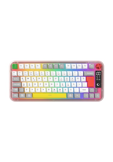 Reflect 75 Sessiz Ekranlı Şarjlı Kablosuz Bluetooth+2.4ghz Rgb Oyuncu Klavyesi Q Membrane Klavye