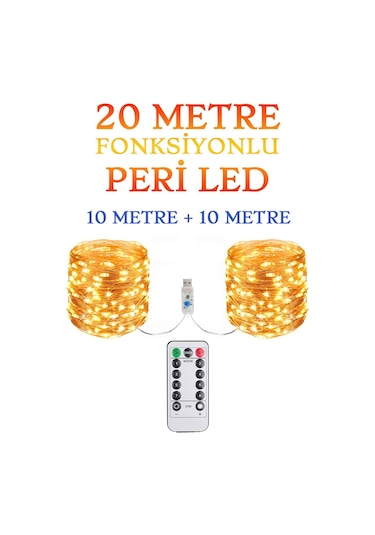 Kumandalı Animasyonlu 20 Metre Usb Peri Led Parti Kutlama Tel Led Günışığı