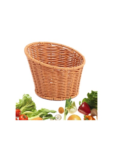 Homyl Dokuma Yuvarlak Sepet Atıştırmalıkları Tepsisi 13.5x10.5x8cm Kahverengi