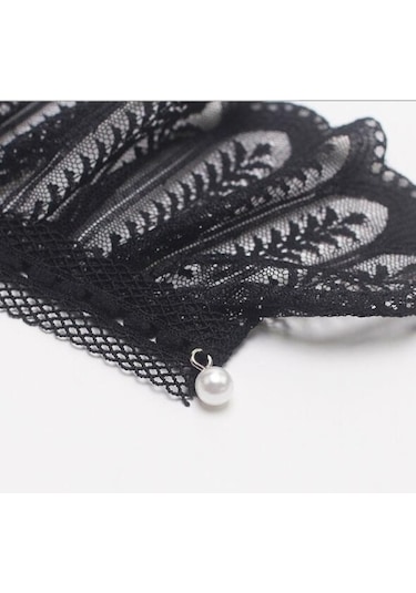 Novahub İlkbahar-sonbahar Sahte Kollu Dantel Kanca Çiçek Manşet Beyaz Pileli Kadın Aksesuarları