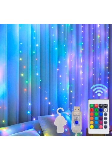 Sones 3m X 1m 100 Led Rgb 16 Renk Değiştiren Bakır Tel Perde Işık Dizisi