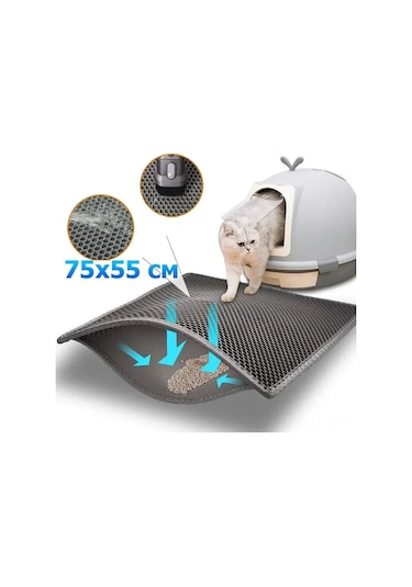 Geeroyoo Büyük Boy Su Geçirmez Eva Kedi Kumu Pedi - 55x75 Cm, Gri, Kolay Temizlenir Ve Zemini Korur