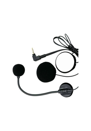 Motosiklet Yarım Kask İnterkom Kulaklık Mikrofon Siyah