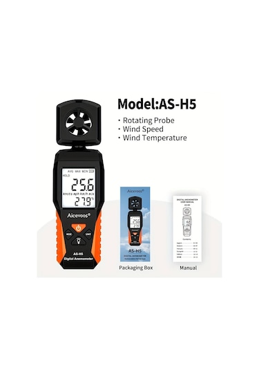 Xuweiwei Aıcevoos Dijital Anemometre H5 0.3 30m Sn Ruzgar Hizi Olcer Sicaklik Nem Olcum Pille Calisir Abs
