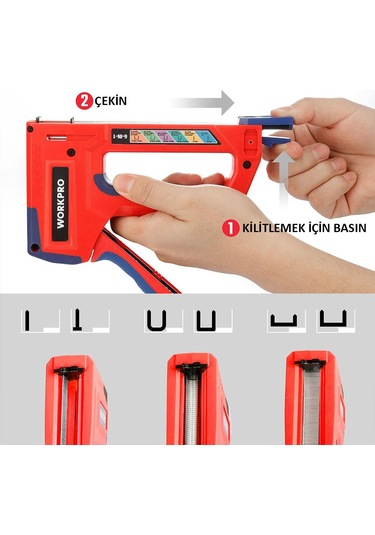 Workpro WP223002 6 in 1 Profesyonel 6-14 MM Mekanik Zımba + 15 MM Çivi Tabancası Set