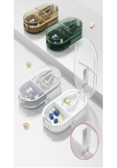 Vkemall 2'li Tablet Bölücü Ve Depolama Kutusu - Çelik Bıçaklı, Dayanıklı Plastik, Taşınabilir İlaç Organizerı